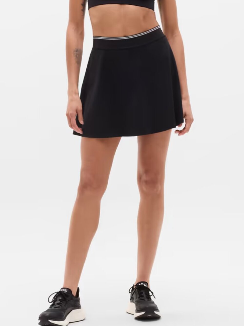 Athleta Ace A-Line Tipped 15.5" Skort Black/White stripe size Medium tennis prep